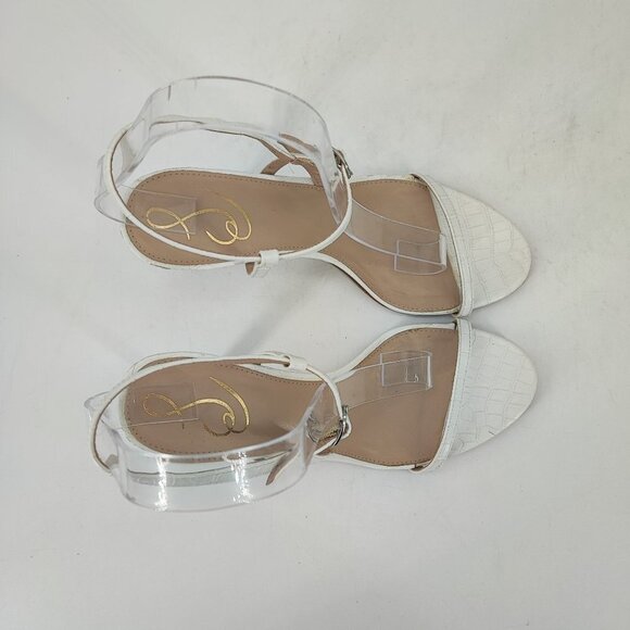 Sam Edelman Women's White Leather Heel Sandals 8M - Picture 4 of 8
